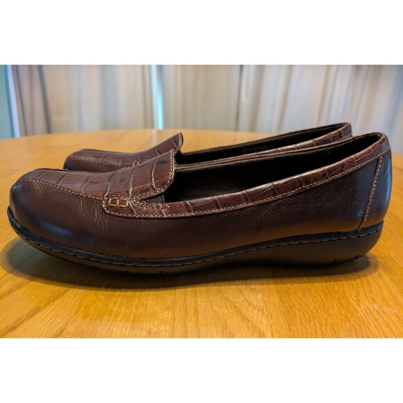Clarks Womens Ultimate Comfort Collection Slip On Shoes 15260 Brown Croc Size 11 - Picture 5 of 9